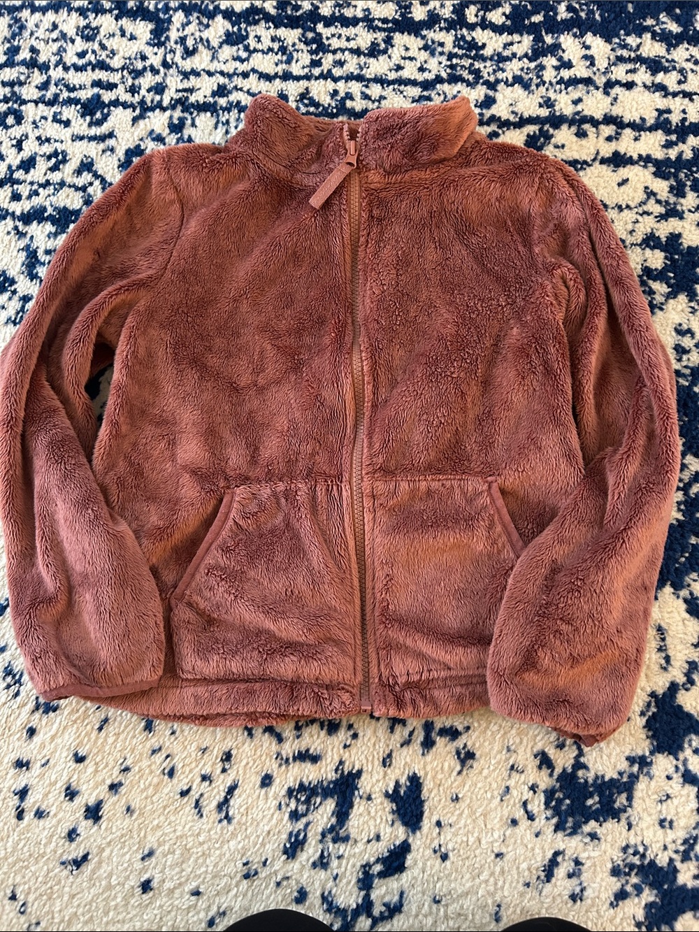 Kids Plush Zip-Up Jacket in Dusty Rose
